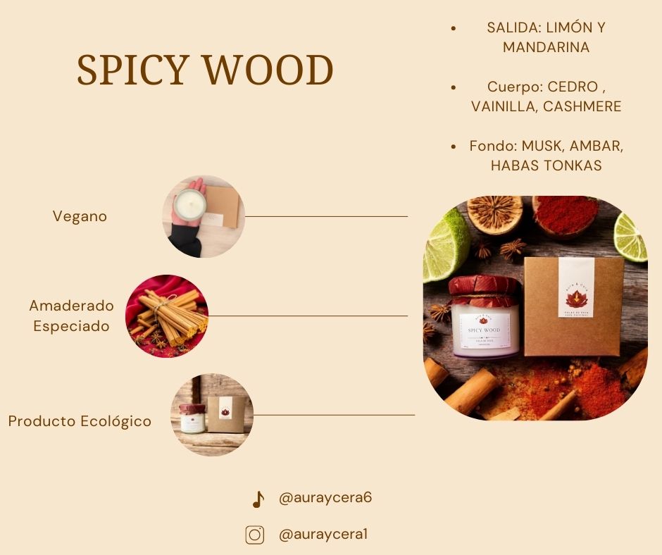 Vela aromática - Spicy Wood.   200g