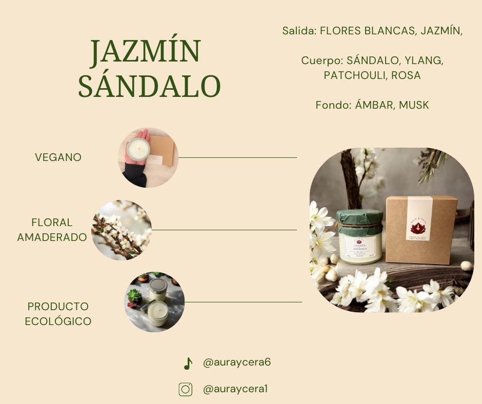 Vela Aromática de Jazmín y Sándalo. 200g